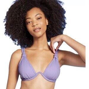 Shade & Shore Womens 36B Purple Knot Detail Continuous Underwire Bikini Top NWT